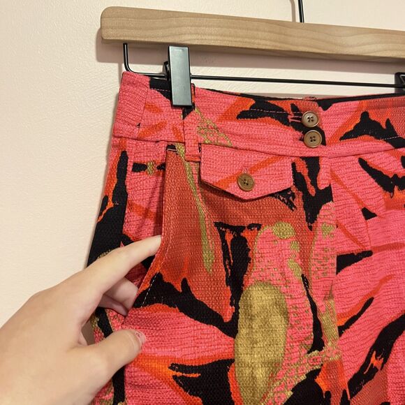 J. Crew High-Waisted Kickout Crop Pant Trousers in Palm-Print Grasscloth 00 - Picture 6 of 10